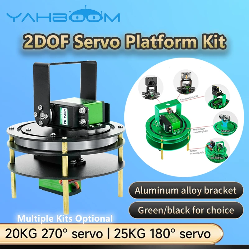 

2DOF Servo Platform Kit Electric Rotatable Rotary Base Platform For K210/K230/DIY Smart RC Car 20KG/25KG Digital Servo Optional