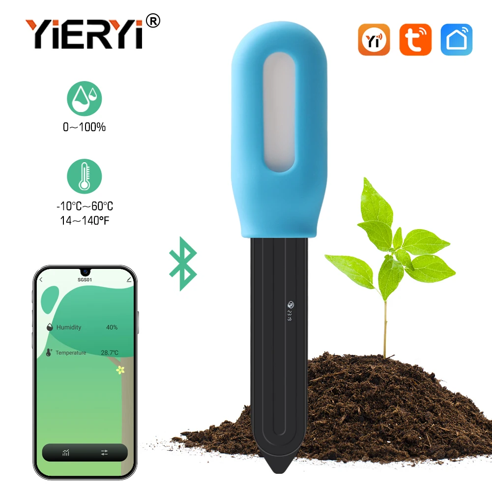 Professional Flower Plant Monitor 2 in 1 Soil Moisture Air Temperature Test Bluetooth Detection Garden Soli Analyzer Meter