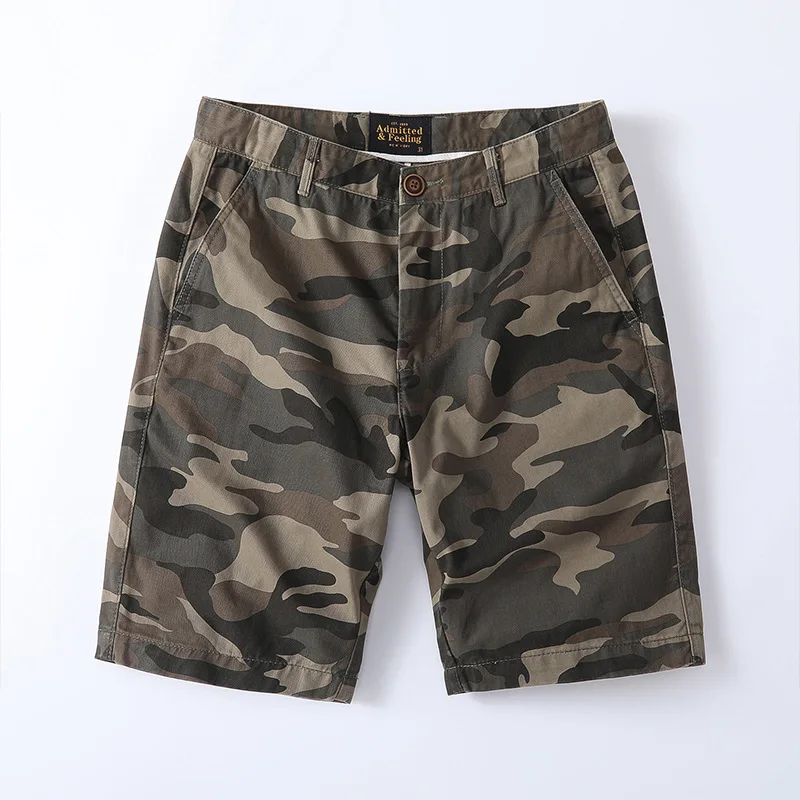 Men's Summer Casual Shorts Cotton Camouflage Cargo Shorts Outdoor Hiking Knee-Length Shorts Sports Pants
