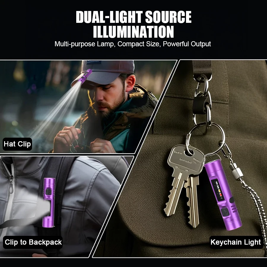 

C9 Mini LED Handheld Flashlight USB Rechargeable Aluminum Alloy Torch Magnet Work Light Red Blue Emergency Keychain Lantern