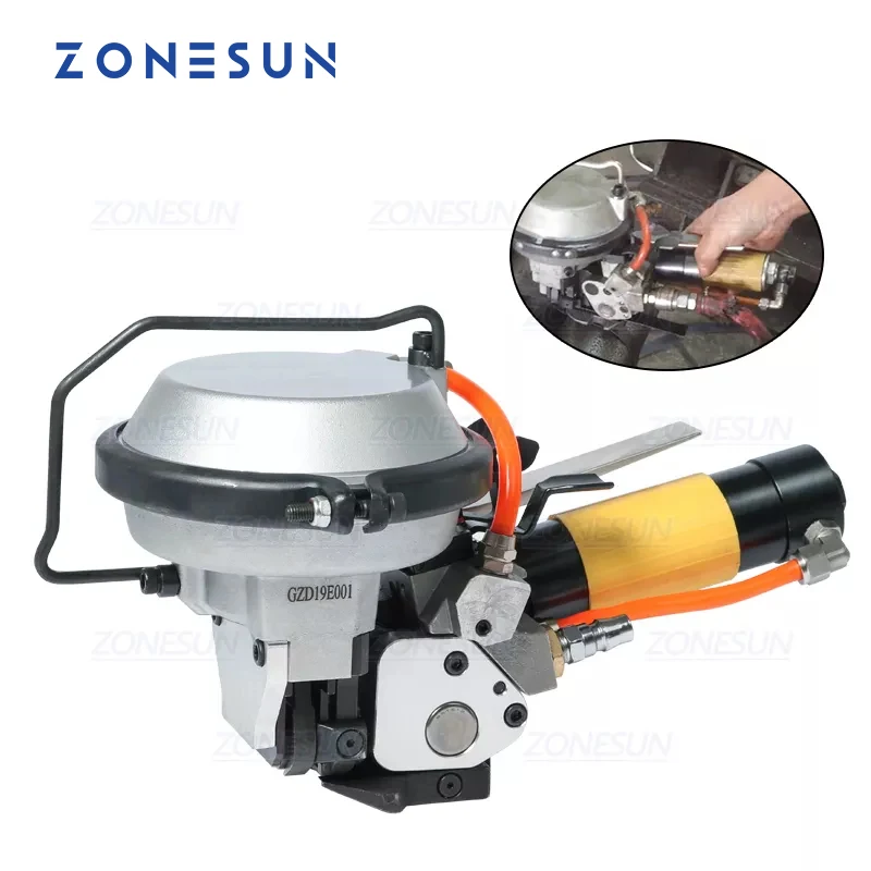 

ZONESUN Steel Strap Packing Machine Strapping Machine for Steel Belt 16-19mm Handheld Pneumatic Steel Band Machine GZD-19