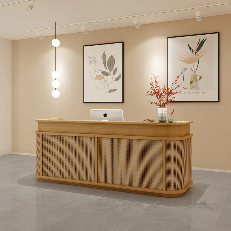 Modern Japanese Checkout Counters Homestay Reception Desk Tea Restaurant Checkout Counters Front Desk Furniture Cajero JT40C