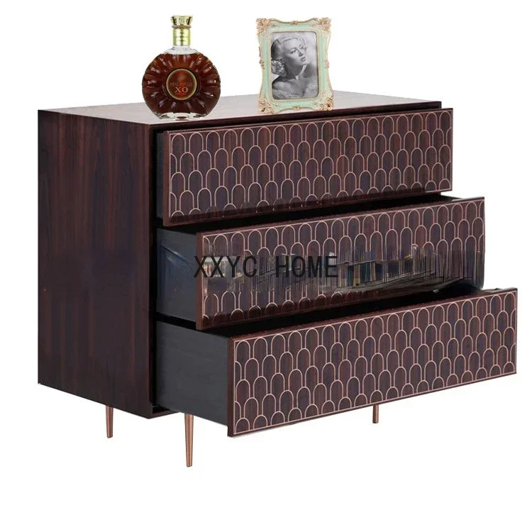 Light Luxury Entrance Cabinet Living Room Solid Wood Chest of Drawers Three-Drawer Locker Fashion Curio Cabinet