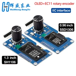 0.96/1.3 inch white oled display screen combined with EC11 rotary encoder module IIC interface for arduino