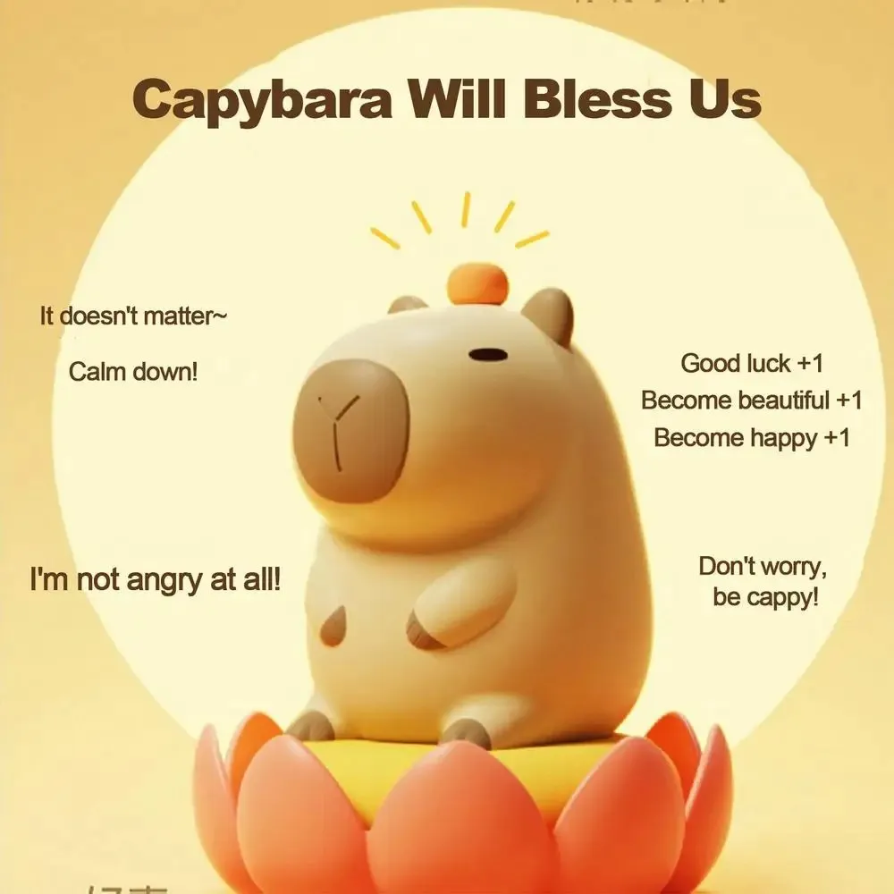 D2 Cute Cartoon Capybara Silicone Novelty Night Light USB Rechargeable Timing Dimming Sleep Night Lamp for Children's Room Decor