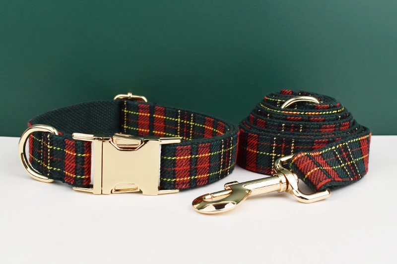 Luxus-Halsband-Leine-Hundegeschirr-Set mit individuellem Logo, TS-Zubehör, Hundehalsband-Leine-Geschirr-Set, Hundehalsband mit amerikanischer Flagge und Gittermuster 16 – Detail 5