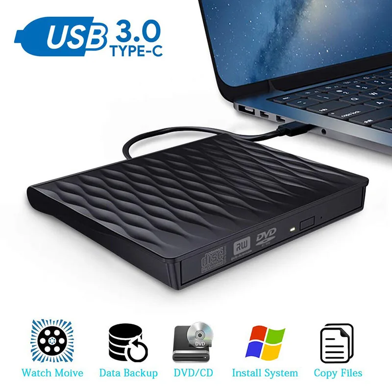 Portable CD DVD Driver Writer Burner Optical Player Writer Burner Reader CD/DVD-ROM CD-RW USB Flash Drive 3.0 External DVD Drive