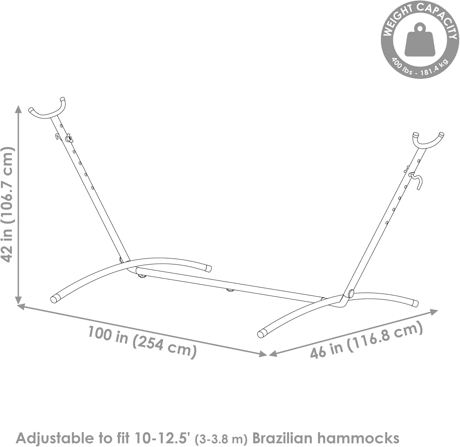 Support de hamac portable brésilien en acier avec étui de transport, capacité de 400 filtres, finition bronze