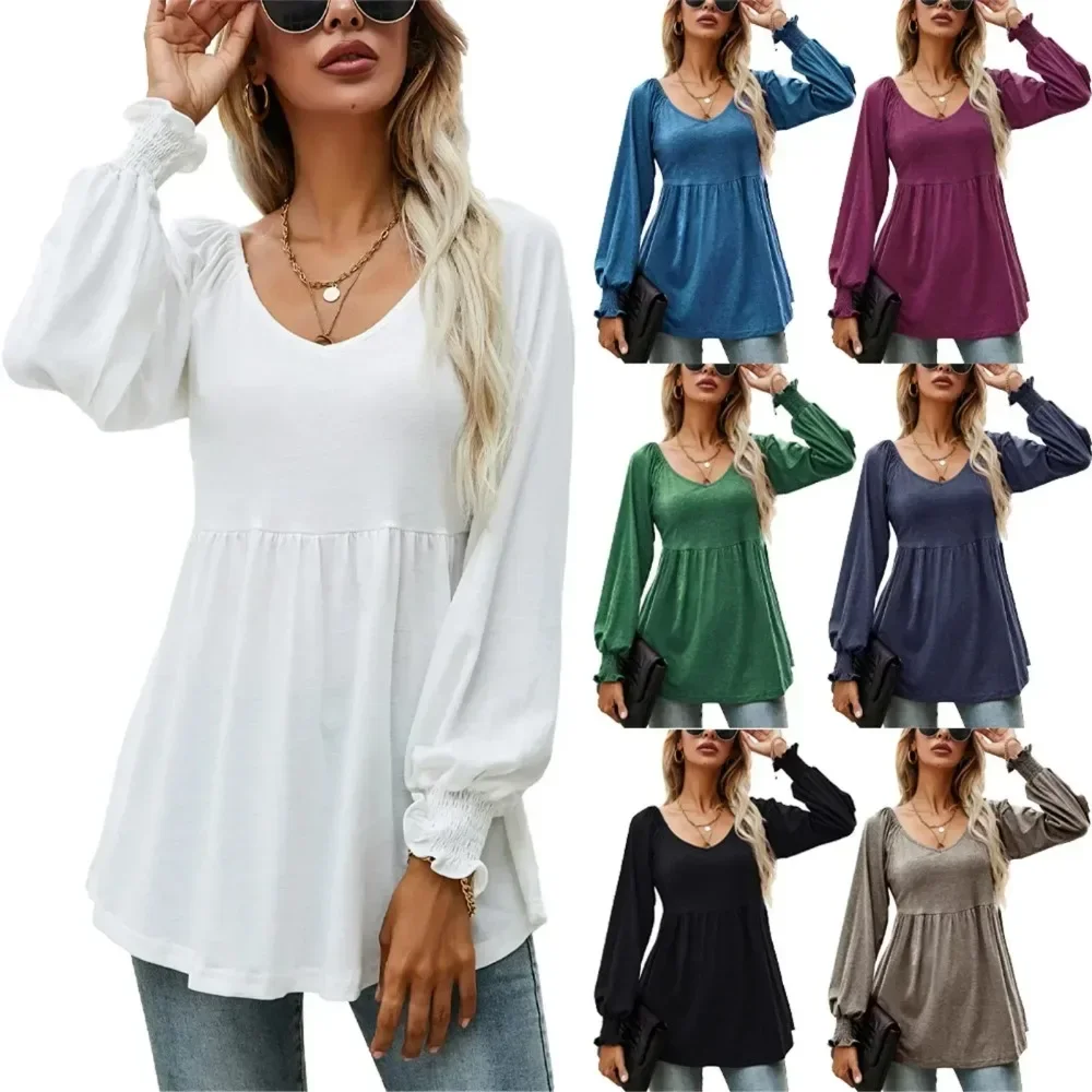 Woman Clothing Summer T-shirt Long Sleeve Top Tees Korean Popular Clothes T Shirt for Women's Blouses Black Casual Tshirt