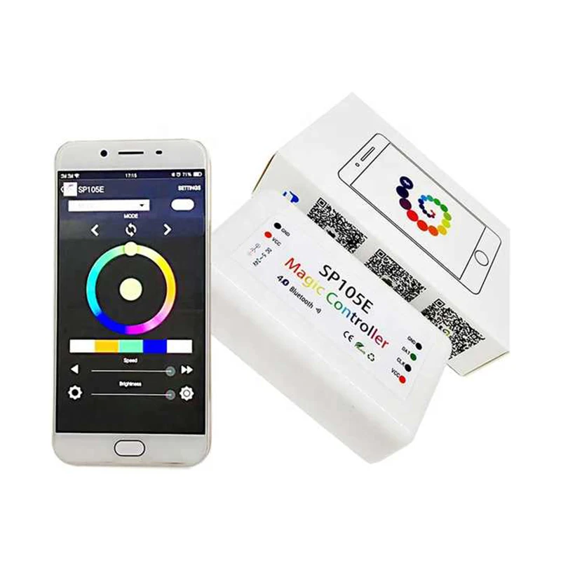 SP105E BlueTooth Magic LED Light Controller for WS2811 WS2812B WS2801 SK6812 Addressable Programmable Pixel LED Strip