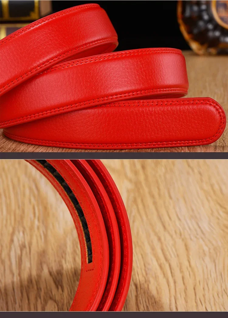2.4 2.8 3.0 3.5 Width Belt No Buckle for Automatic Buckle PU Leather Belts Without Buckle for Men Women No Buckle 4 Size Wide