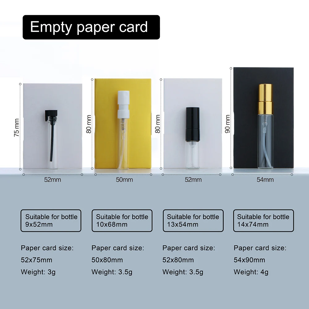 100/200 Pcs Gold-White-Black Simple Paper Card Packaging for Perfume Bottles, Bottle Not Included, Empty Paper Card