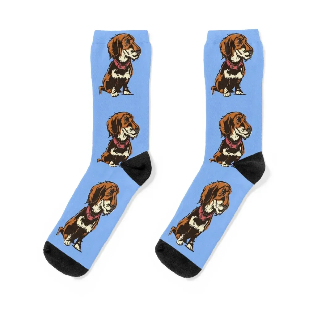 

Dachshund, wire-haired dachshund Socks retro golf Non-slip Socks Female Men's