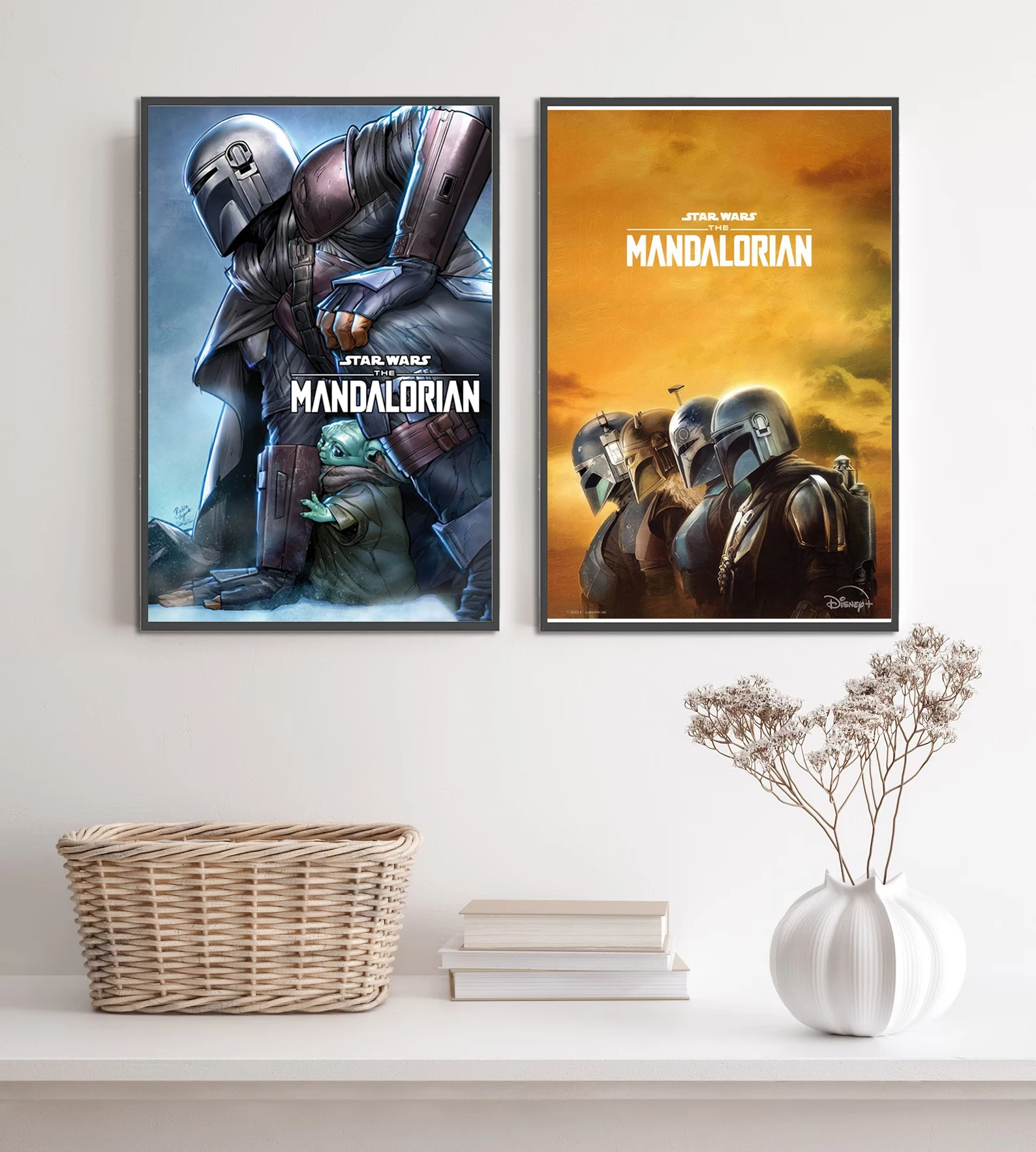 Star Wars Mandalorian Self-adhesive Poster Figures Home Decoration Painting Wall Art Computer Room Decor Kid Gift Yoda Wallpaper