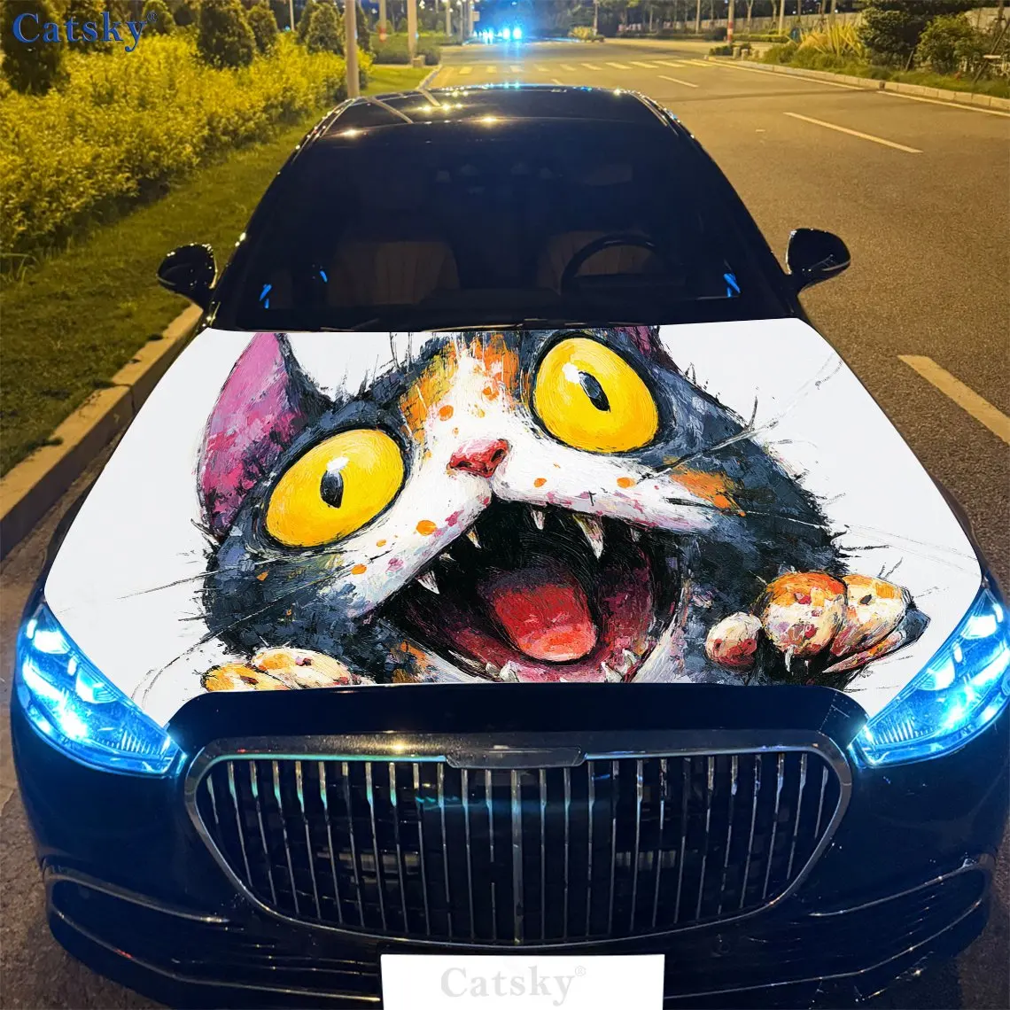 

Милые - fierce Cat ПВХ автомобильные виниловые обертывания, самоклеящаяся водонепроницаемая наклейка на капот автомобиля, защитные наклейки для украшения автомобиля для T