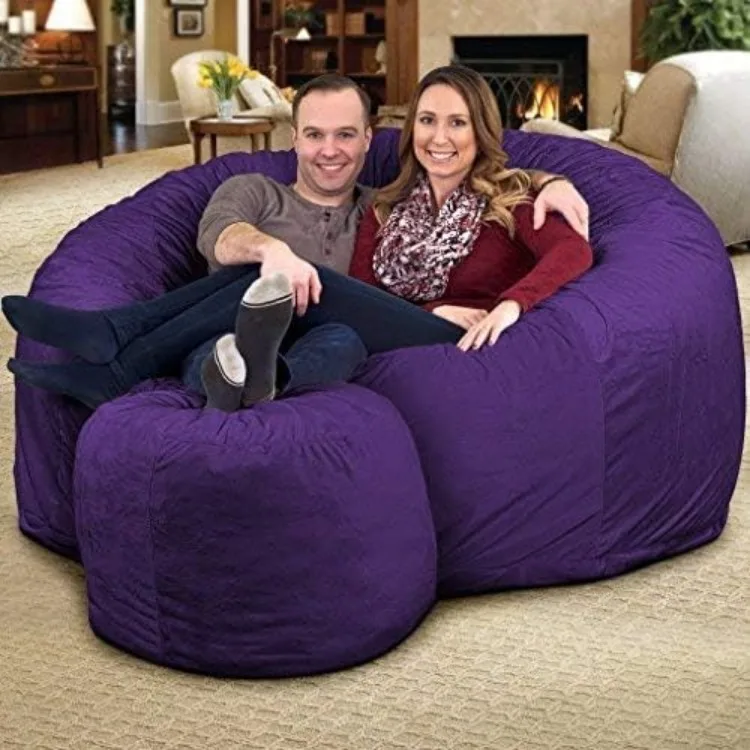 6ft Bean Bag Chair & Footstool, Oversize Bean Bag Chair for Adults, Comfy Chair Bean Bag Couch Lounge Sofa Loveseat Furniture