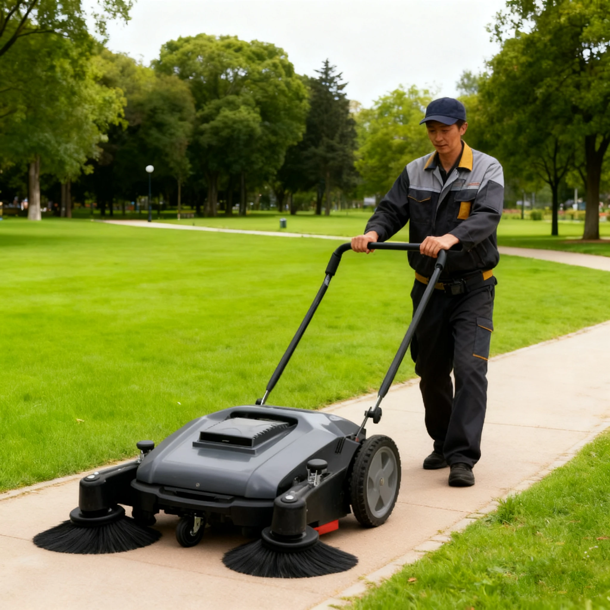 AL920 Outdoor Road No Power Manual  Industrial Floor Cleaning Machine Walk Behind Hand Push Floor Sweeper for Leaf