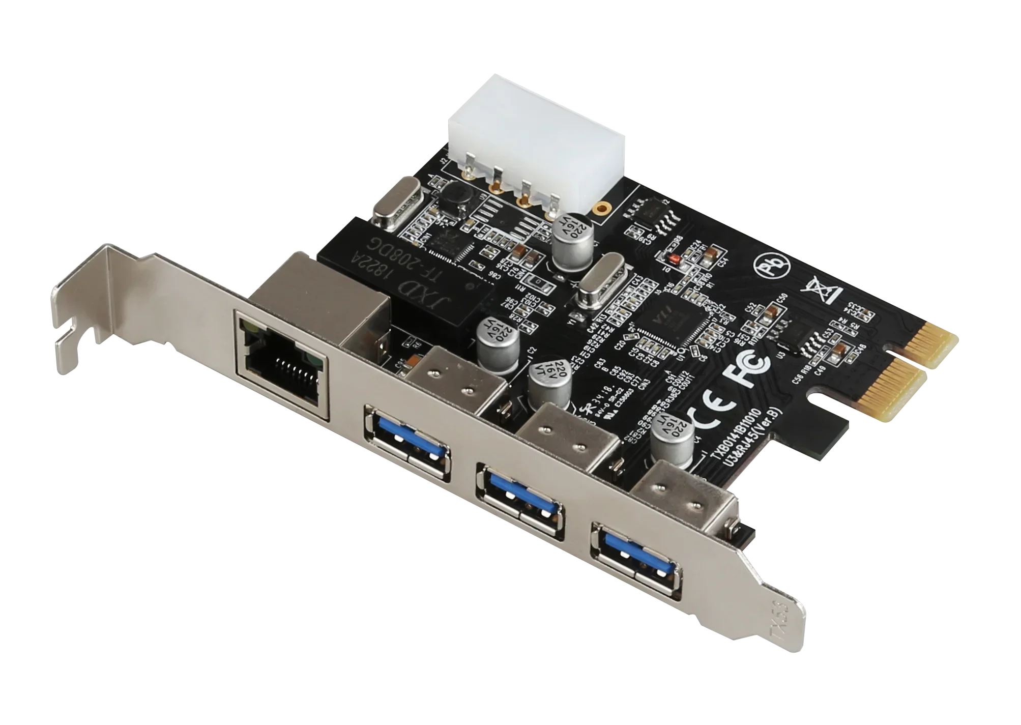 DIEWU multi-function 1 port RJ45 network connection and 3 port USB3.0 PCIe riser card