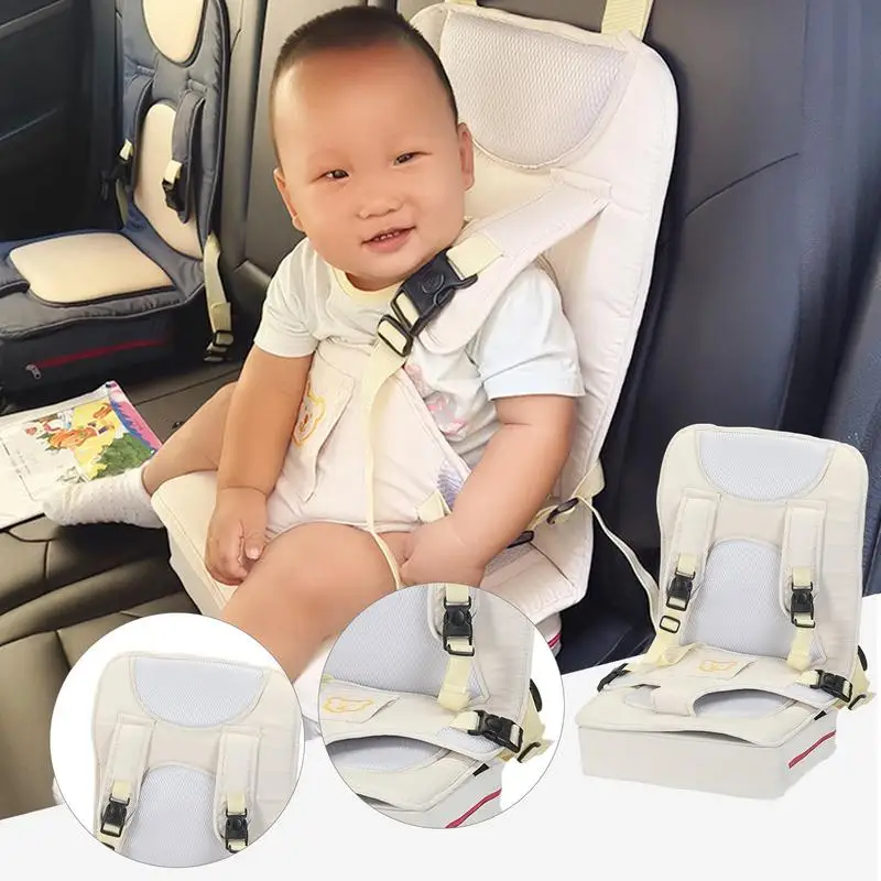 Kids Car Booster Seat Pad Kids Dining Booster Seat With Fixed Waist Belt Portable Sponge Padded Dinner Table Booster Seat