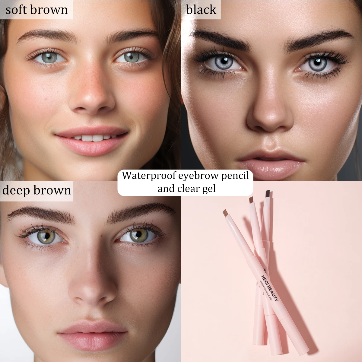 2in1 Pink Eyebrow Gel Pencil 3d Waterproof Eyebrow Pencil Lamination Eyebrow Enhancers (New) Ultra-Thin Precision Eyebrow Pencil