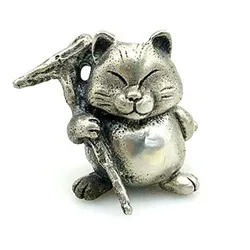 White Brass Cat Knife Beads Outdoors DIY Tools EDC Lanyard Pendants Parachute Rope Key Rings Accessories Animal Style Hangings