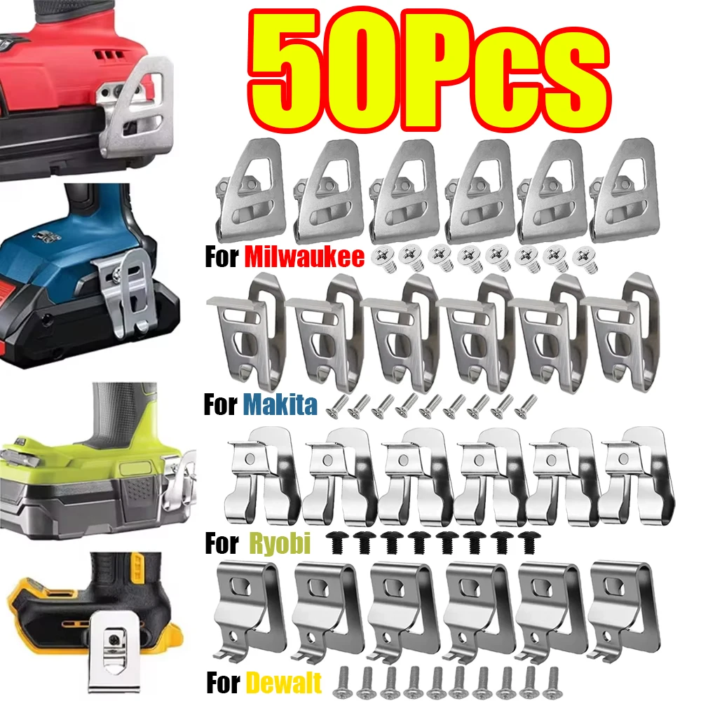 50-1Pcs Bit Holder Hook With Screws Belt Clip Hook for Makita/Dewalt/Milwaukee/Ryobi 18V 20V Drills Impact Drivers Wrenches