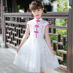 Fashion Girls Hanfu Dress Kids Tangsuit Children Cheongsam Daily Wear Mesh Fairy Little Girl Costume