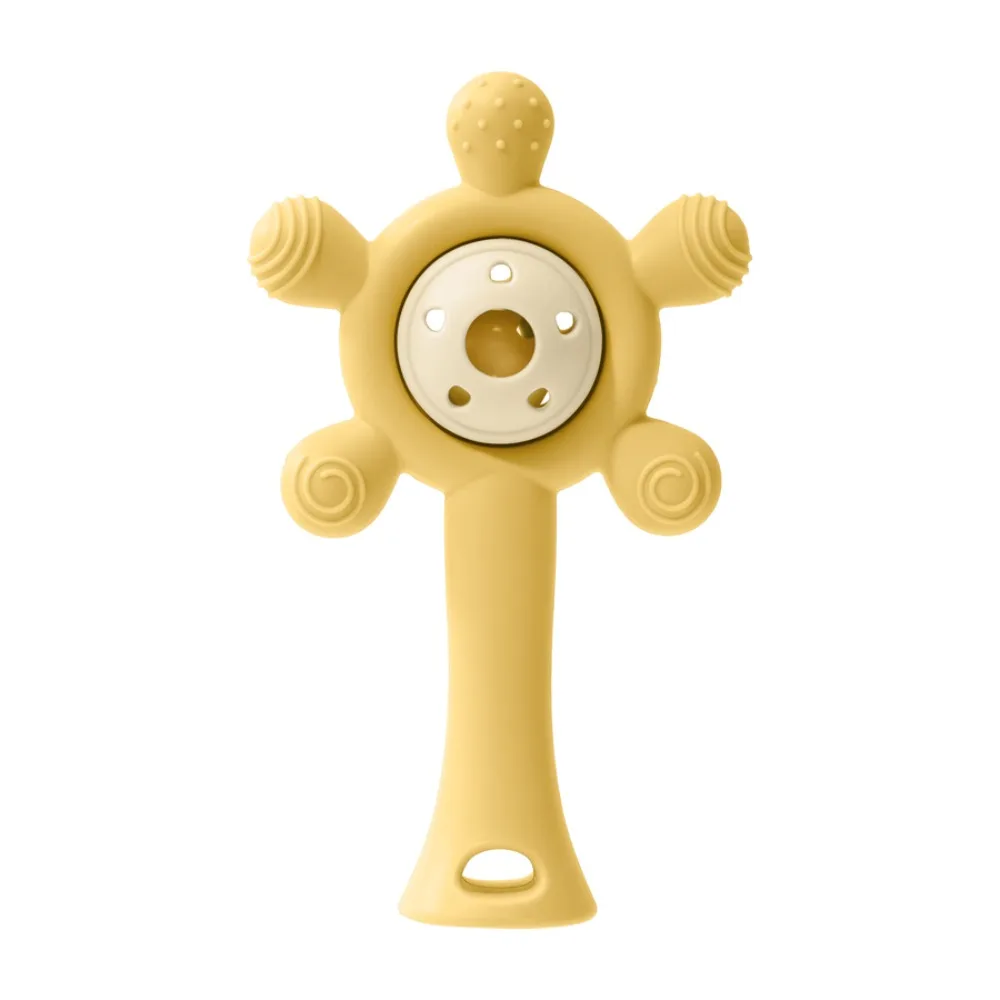 

Silicone Kids Teether Toy Infant Grab Shake Soft Baby Rattle Toy Developmental Wheels Shape Teething Ring Sensory