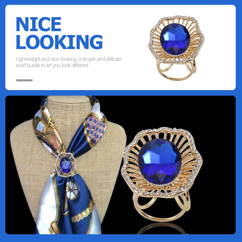 Crystal Buckle Rhinestone Shawl Clasp Alloy Scarf Fastener Hollow Blouse Clip For Women Lady Accessories Fashion Scarf