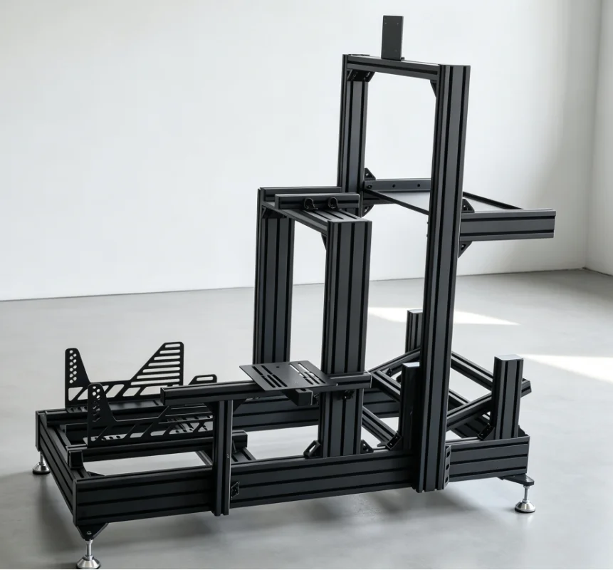 Driving Simulation Black Anodized 40120 Sim Racing Cockpit Rig With Monitor Stand Factory Direct  Customizable