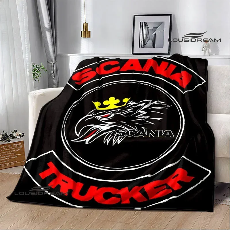 S-Scania logo printed blanket Warm Flannel Blankets Soft and Comfortable Blankets Home Travel Blanket bed linings Birthday Gift