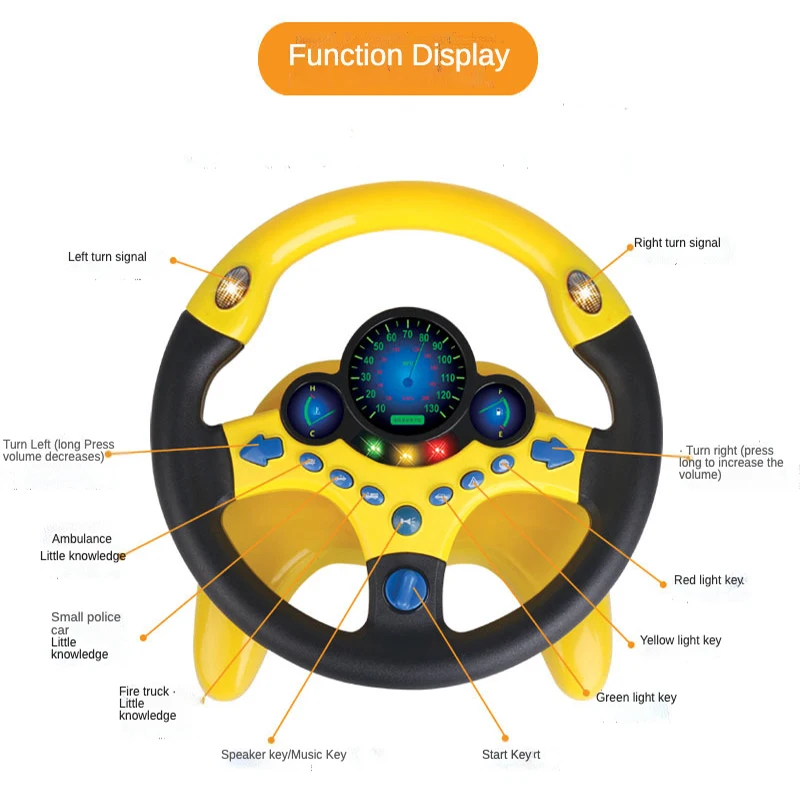 Simulation Steering Wheel Toy With Sound Light Baby Electric Car Steering Early Educational Toys For Kids