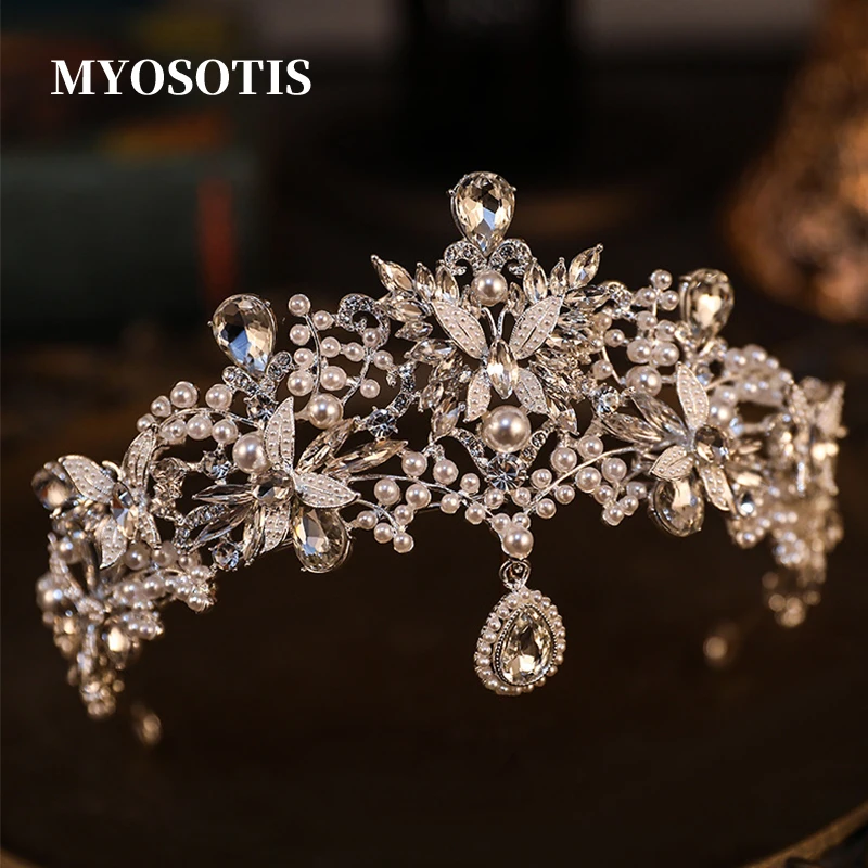 

Wedding Waterdrop Forehead Headband Rhinestone Flower Women Headdress Bridal Tiara Crown Hair Accessories