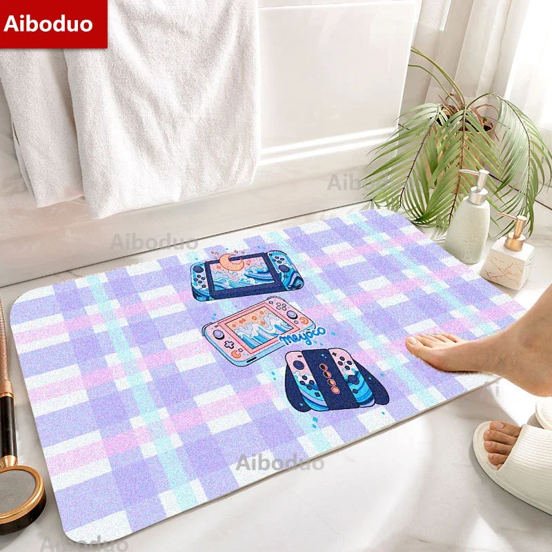 Aiboduo Girly Game Console Non-slip Bathroom Mat Carpet Entrance Doormat Bedroom Floor Mat Cute Bathroom Items Shower Mat