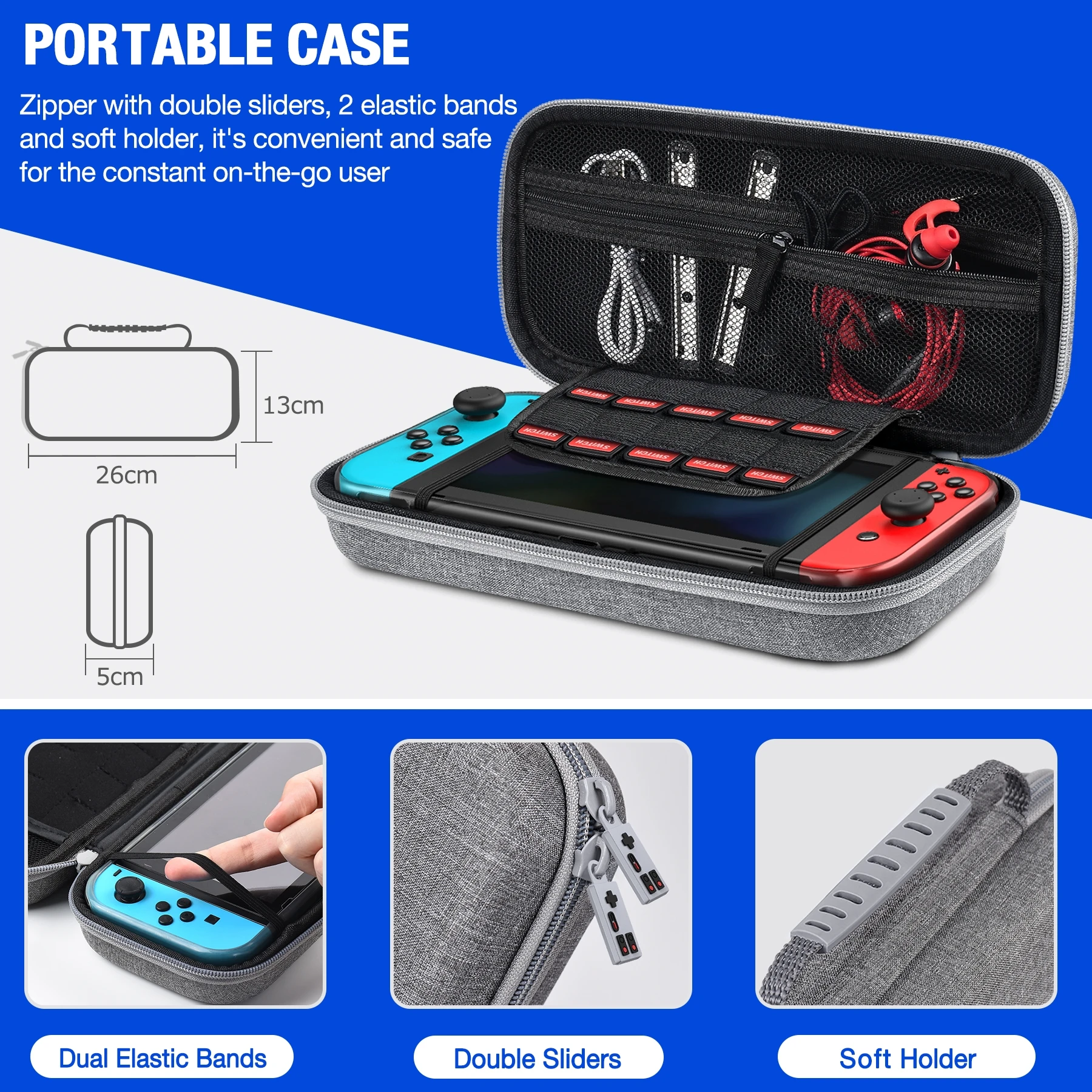 Bolsa Interruptor Impermeável para Caso Nintendo, Protetor de Tela para Armazenar Console Cartões Joycons e Outros Acessórios
