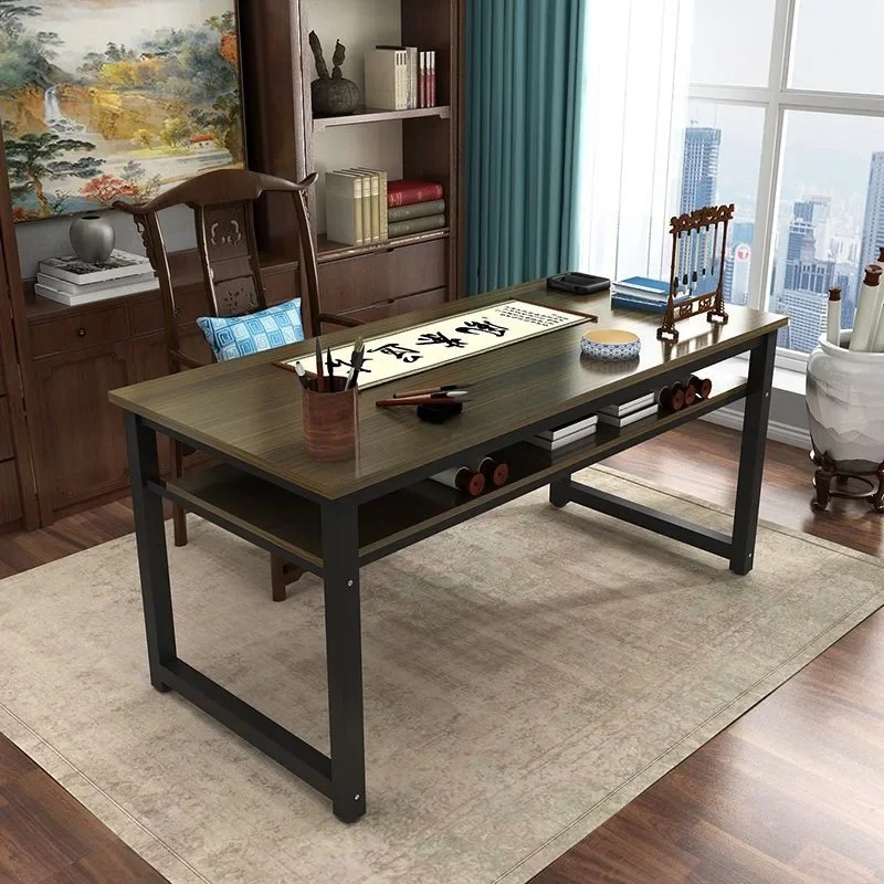 Calligraphy table Brush writing desk Double layer simple computer office training painting table