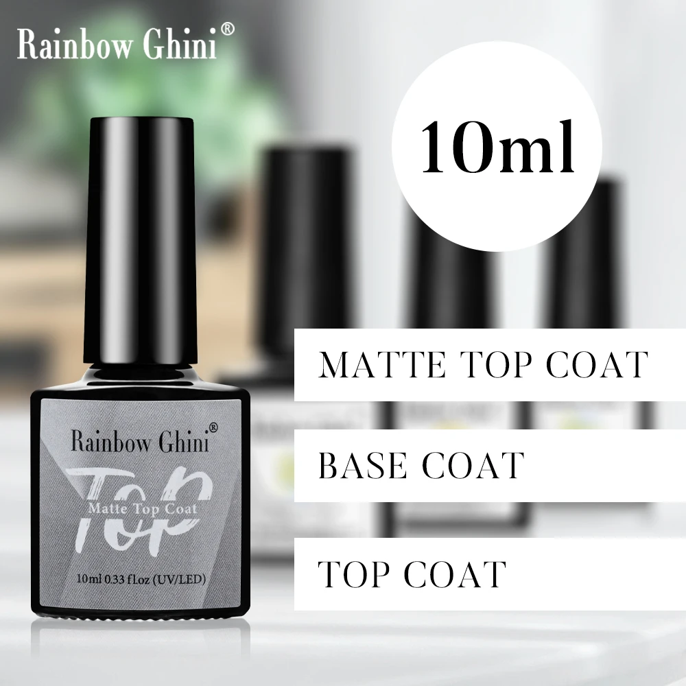 RG Base de Gel para uñas, capa superior mate, esmalte de Gel UV sin toallitas, transparente, brillante, semipermanente, barniz híbrido para manicura, 15ml, 2024