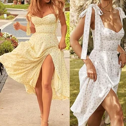 Floral Tight Camisole Dress For Women 2024 Spring Summer Beach Female Clothing Sexy Club Mini Skirt Vestidos Casual Short Dress