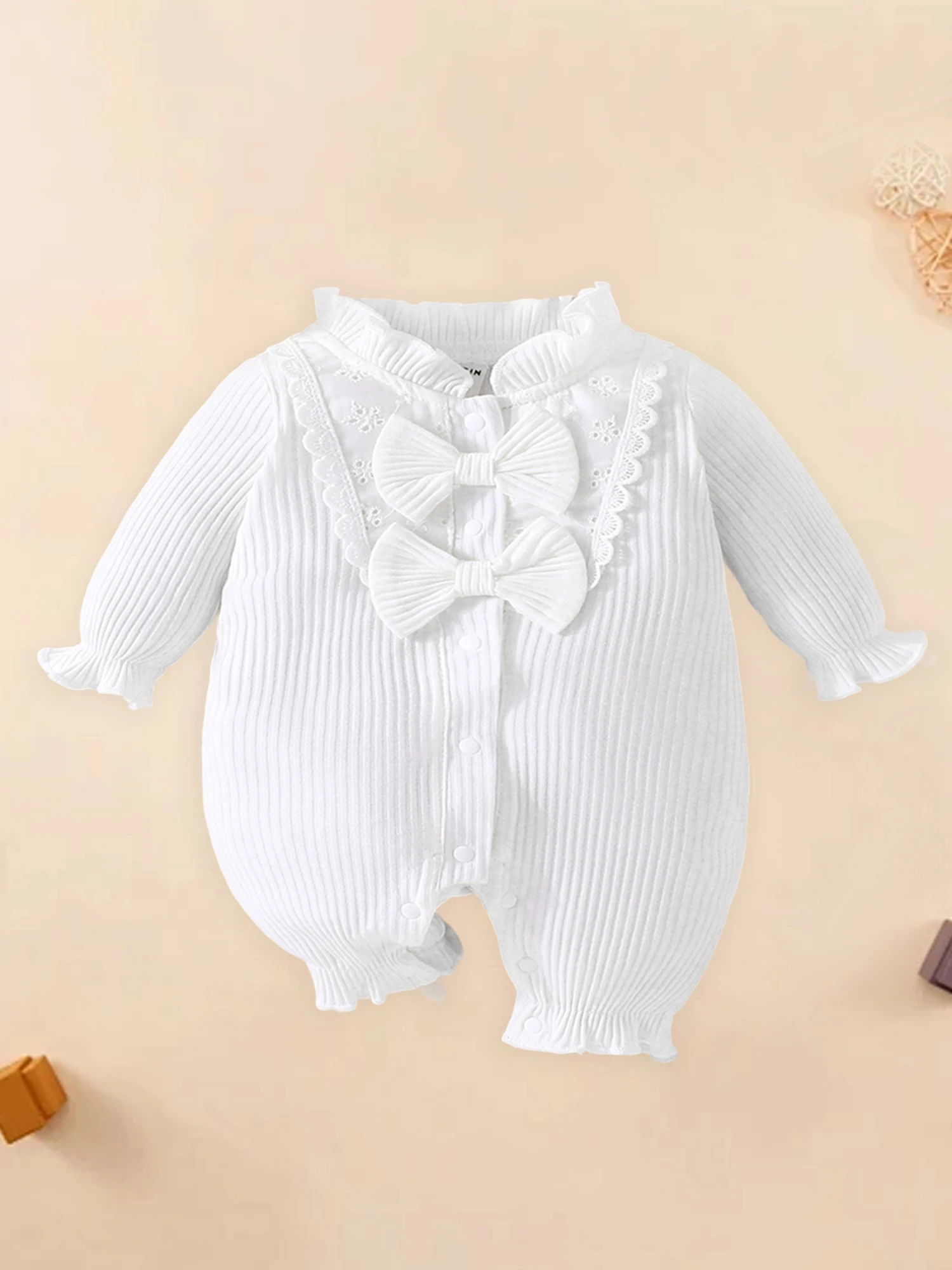 

Adorable Toddler Floral Print Ruffle Sleeveless Romper with Bow Detail and Lace Trim - Stylish Baby Girl Jumpsuit