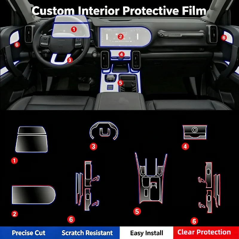 For 2022 Haval Cool Dog interior full set protective film center console navigation transparent anti-scratch film car decoration