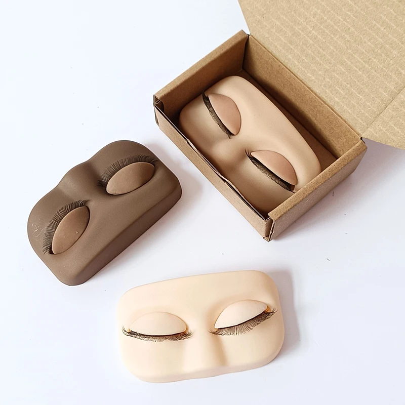 Mini cils modèle plat tête pratique Extension de cils tête d'entraînement avec paupières de remplacement amovibles avec faux cils