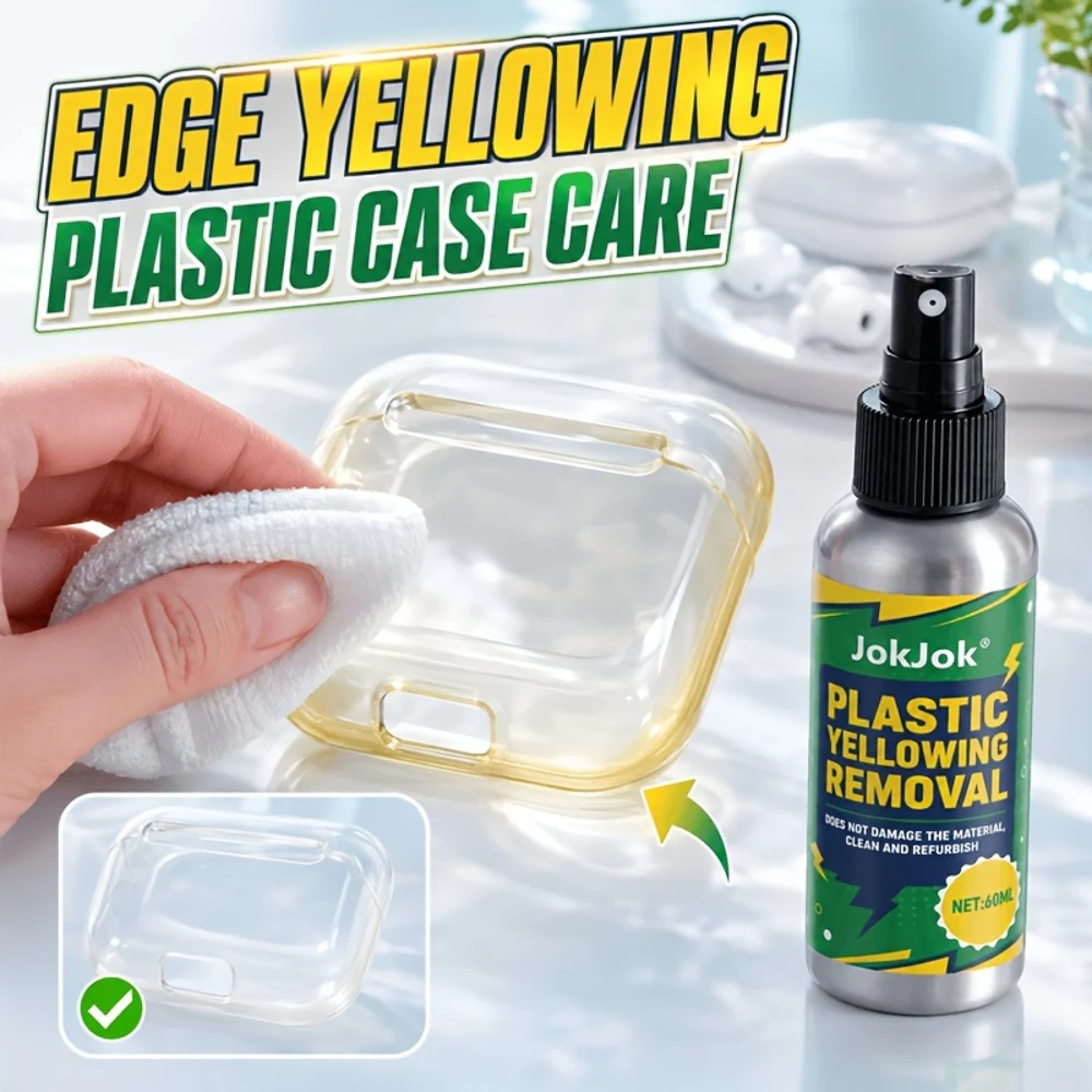 60ml Wireless Earbud Charging Case Plastic Yellowing Removal Spray, Plastic Case Refresh Care for Earphone Charging Boxes, Prote