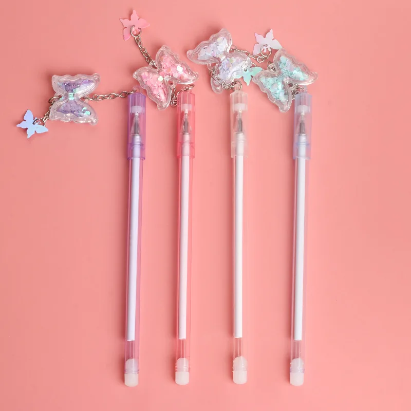 2 Pcs Kawaii Butterfly Gel Pen 0.38mm Creative Cute Neutral Ink Pen Children Gift School Office Writing Supplies Stationery