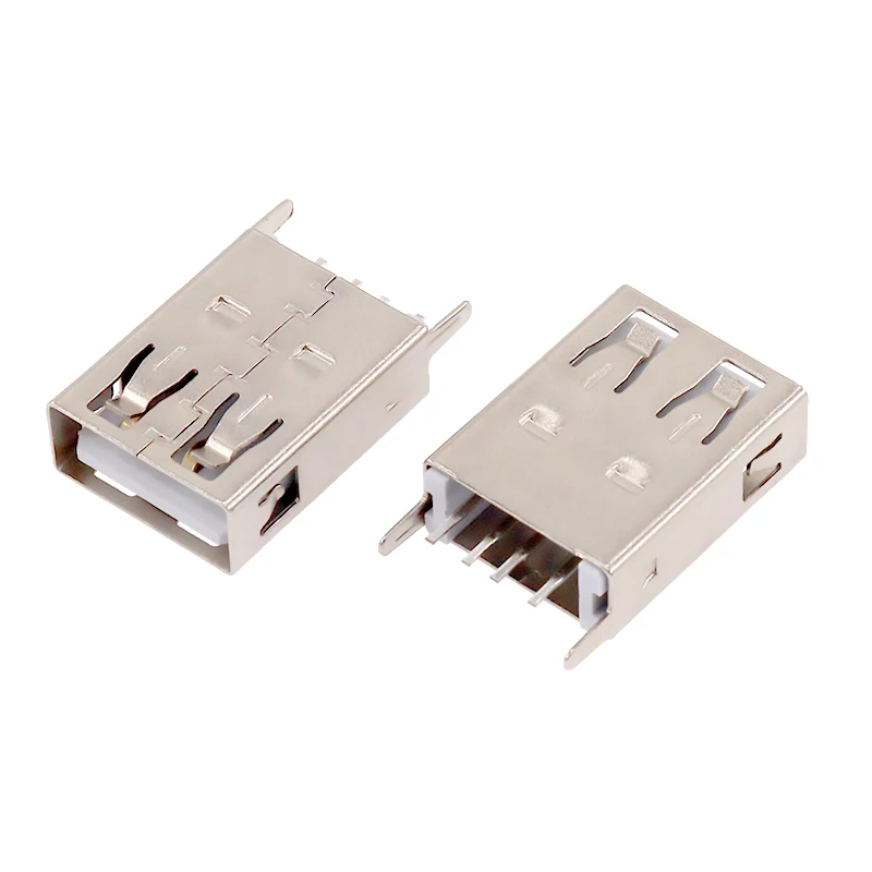 【50-10PCS】USB 2.0 4Pin A Type Female Socket Connector G54 2 feet 90 degree Data Transmission Charging Bent foot straight in