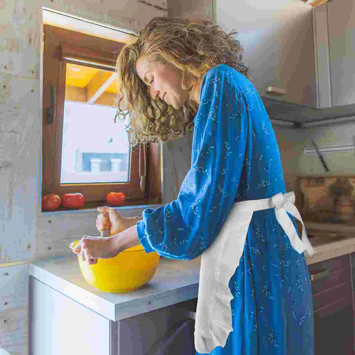 Disfraz de sirvienta, delantal corto blanco para mujer, uniforme de Chef, cintura, cocina, niño, elegante