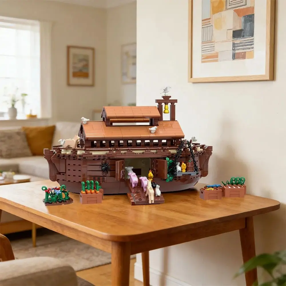 MOC Noahs Ark Bricks Model Christian Bible Noahs Ark Medieval Ship Building Blocks Assembly Toys Kids DIY Birthday Gifts