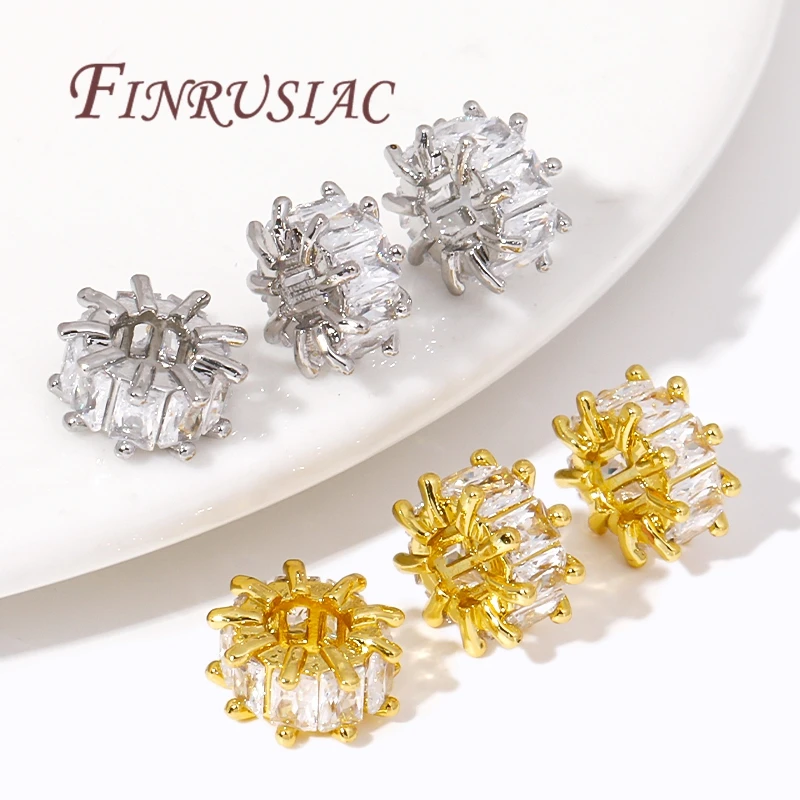 18K Gold Plated Zircon Crystal Beads For Jewlery Making DIY Accessories,Metal Spacer Beads Wholesale,Separators For Bracelets