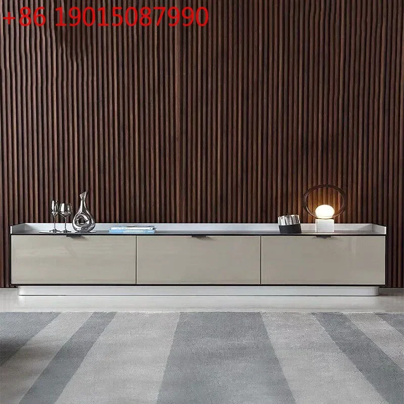 

Italian minimalist high-end custom solid wood TV cabinet modern light luxury home living room paint53