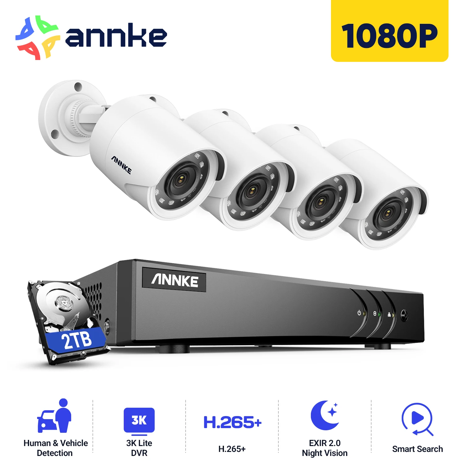 ANNKE 5MP Video Surveillance Kit 8CH Smart Home IR 1080P Security Camera Waterproof Night Vision CCTV Camera Motion Detection