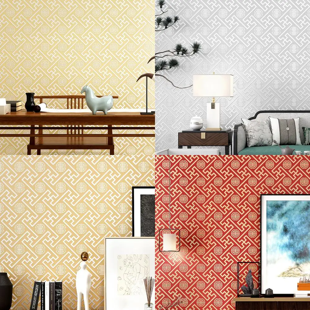 

Modern New Chinese Diamond Pattern Non Woven Wallpaper for Living Room Bedroom Hotel Restaurant Booth Background Wall Decor